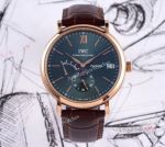 Swiss Replica IWC Portofino Green Dial Rose Gold Watch - Best Iwc Portofino 8 Days Power Reserve For Men